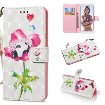 Flower Panda 3D Painted Leather Wallet Phone Case for Huawei Honor 7C