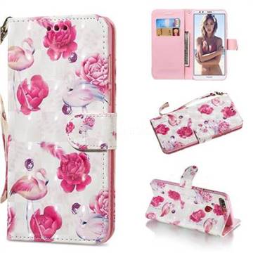 Flamingo 3D Painted Leather Wallet Phone Case for Huawei Honor 7C