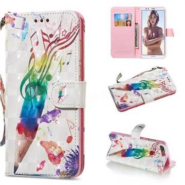 Music Pen 3D Painted Leather Wallet Phone Case for Huawei Honor 7C
