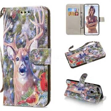 Elk Deer 3D Painted Leather Wallet Phone Case for Huawei Honor 7C