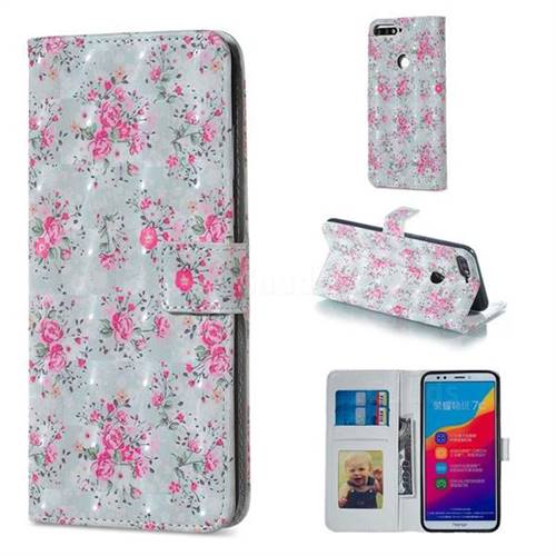 Roses Flower 3D Painted Leather Phone Wallet Case for Huawei Honor 7C