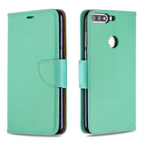 Classic Luxury Litchi Leather Phone Wallet Case for Huawei Honor 7C - Green
