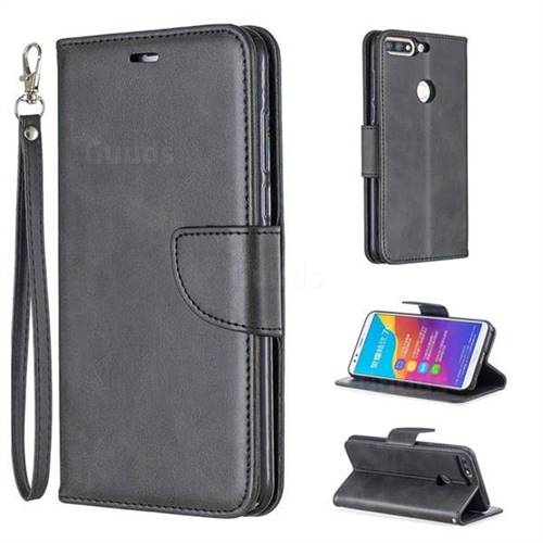Classic Sheepskin PU Leather Phone Wallet Case for Huawei Honor 7C - Black