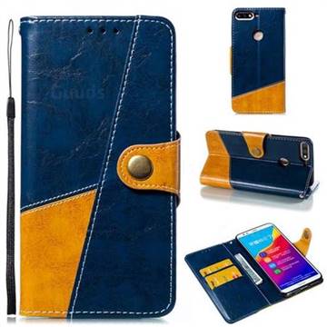Retro Magnetic Stitching Wallet Flip Cover for Huawei Honor 7C - Blue