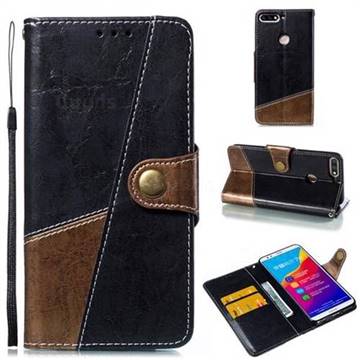 Retro Magnetic Stitching Wallet Flip Cover for Huawei Honor 7C - Dark Gray