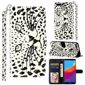 Leopard Panther 3D Leather Phone Holster Wallet Case for Huawei Honor 7C