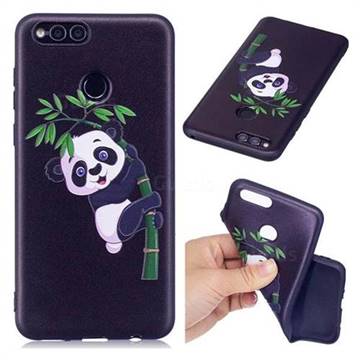 Bamboo Panda 3D Embossed Relief Black Soft Back Cover for Huawei Honor 7X