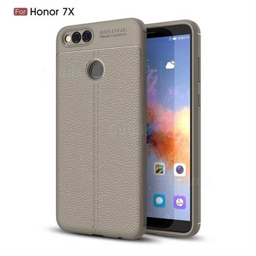 Luxury Auto Focus Litchi Texture Silicone TPU Back Cover for Huawei Honor 7X - Gray