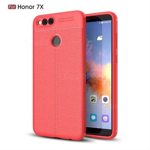 Luxury Auto Focus Litchi Texture Silicone TPU Back Cover for Huawei Honor 7X - Red