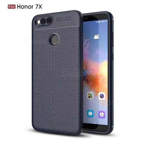 Luxury Auto Focus Litchi Texture Silicone TPU Back Cover for Huawei Honor 7X - Dark Blue