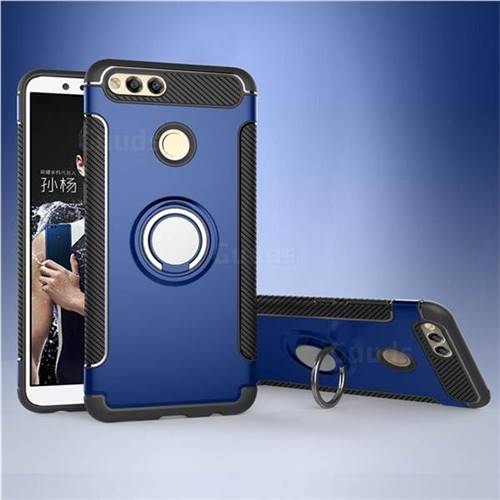 Armor Anti Drop Carbon PC + Silicon Invisible Ring Holder Phone Case for Huawei Honor 7X - Sapphire