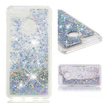 Dynamic Liquid Glitter Quicksand Sequins TPU Phone Case for Huawei Honor 7X - Silver