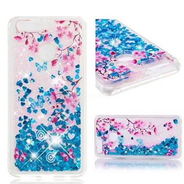 Blue Plum Blossom Dynamic Liquid Glitter Quicksand Soft TPU Case for Huawei Honor 7X