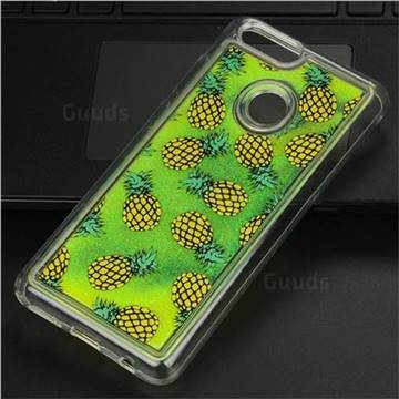 Pineapple Glassy Glitter Quicksand Dynamic Liquid Soft Phone Case for Huawei Honor 7X