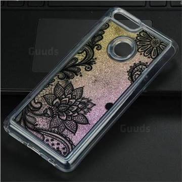 Diagonal Lace Glassy Glitter Quicksand Dynamic Liquid Soft Phone Case for Huawei Honor 7X