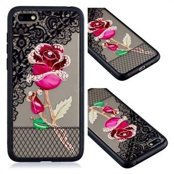 Rose Lace Diamond Flower Soft TPU Back Cover for Huawei Honor 7X