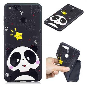 Cute Bear 3D Embossed Relief Black TPU Cell Phone Back Cover for Huawei Honor 7X