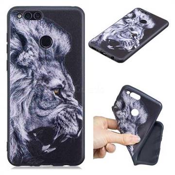 Lion 3D Embossed Relief Black TPU Cell Phone Back Cover for Huawei Honor 7X