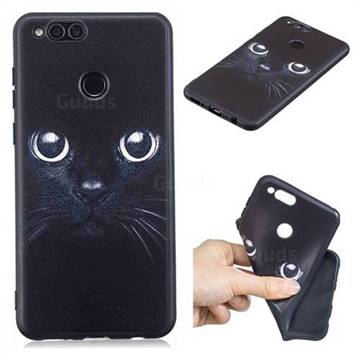 Bearded Feline 3D Embossed Relief Black TPU Cell Phone Back Cover for Huawei Honor 7X