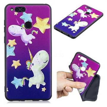 Pony 3D Embossed Relief Black TPU Cell Phone Back Cover for Huawei Honor 7X