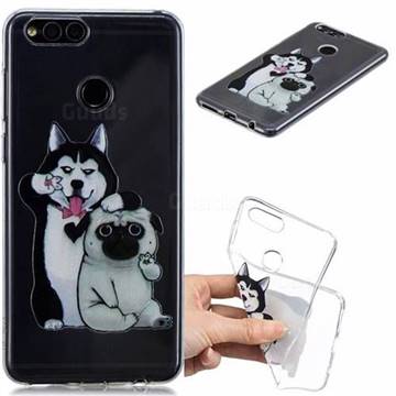 Selfie Dog Clear Varnish Soft Phone Back Cover for Huawei Honor 7X