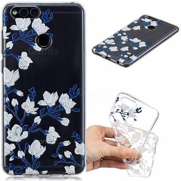 Magnolia Flower Clear Varnish Soft Phone Back Cover for Huawei Honor 7X