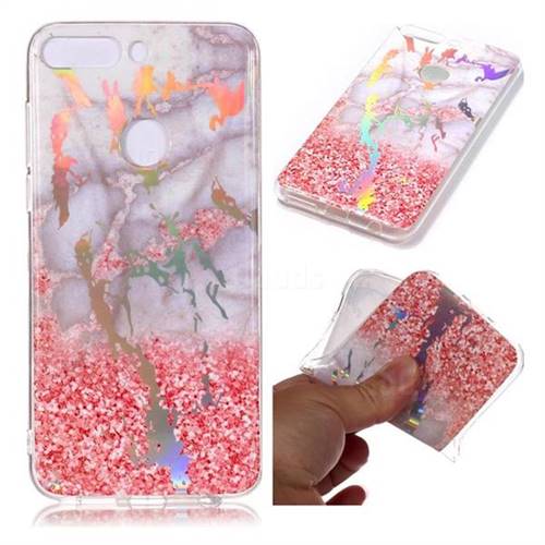 Powder Sandstone Marble Pattern Bright Color Laser Soft TPU Case for Huawei Honor 7X