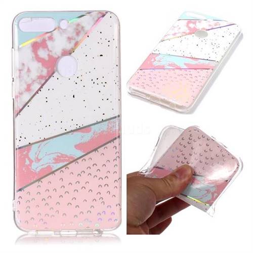 Matching Color Marble Pattern Bright Color Laser Soft TPU Case for Huawei Honor 7X