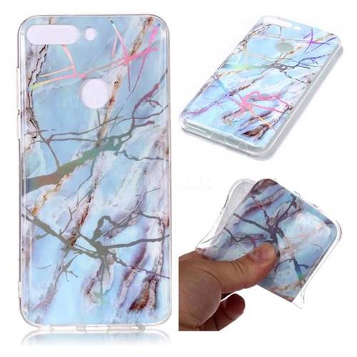 Light Blue Marble Pattern Bright Color Laser Soft TPU Case for Huawei Honor 7X