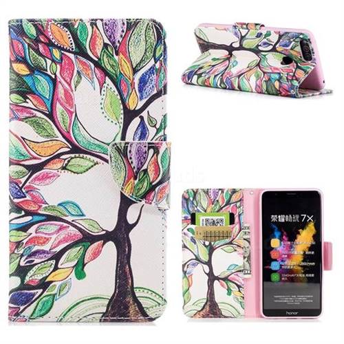The Tree of Life Leather Wallet Case for Huawei Honor 7X