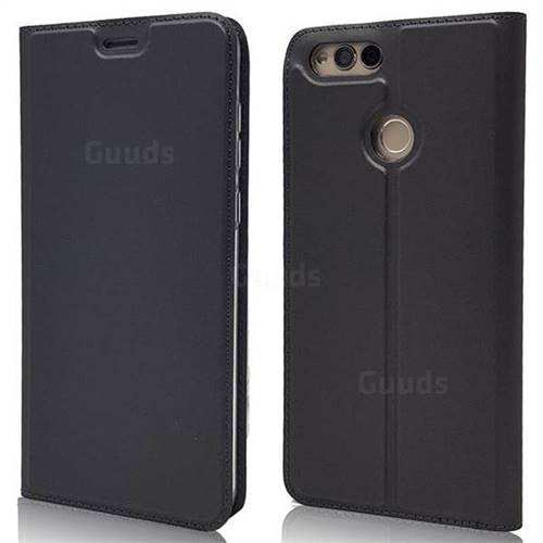 Ultra Slim Card Magnetic Automatic Suction Leather Wallet Case for Huawei Honor 7X - Star Grey