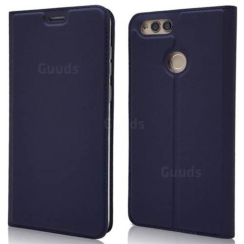 Ultra Slim Card Magnetic Automatic Suction Leather Wallet Case for Huawei Honor 7X - Royal Blue
