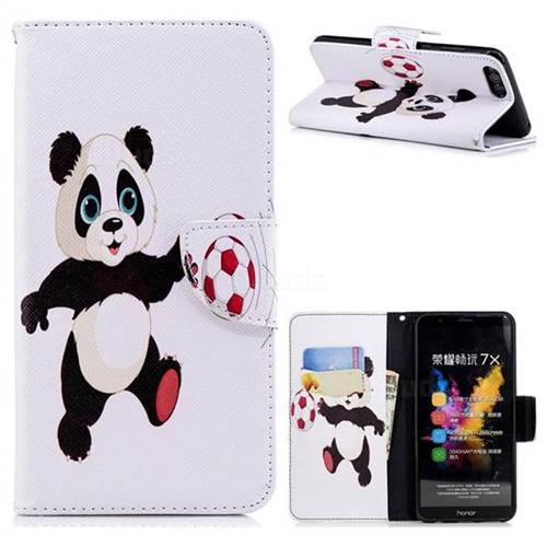 Football Panda Leather Wallet Case for Huawei Honor 7X