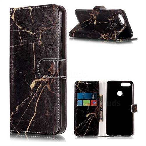 Black Gold Marble PU Leather Wallet Case for Huawei Honor 7X