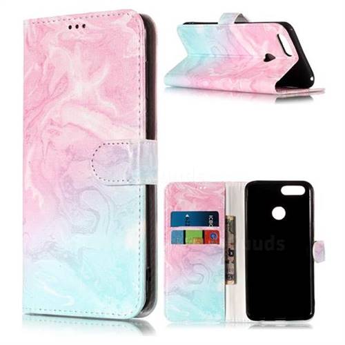Pink Green Marble PU Leather Wallet Case for Huawei Honor 7X