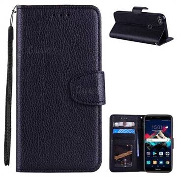 Litchi Pattern PU Leather Wallet Case for Huawei Honor 7X - Black