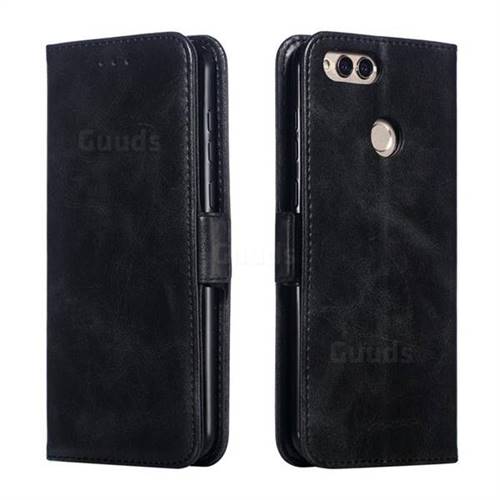 Retro Classic Calf Pattern Leather Wallet Phone Case for Huawei Honor 7X - Black