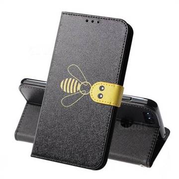 Silk Texture Bee Pattern Leather Phone Case for Huawei Honor 7X - Black