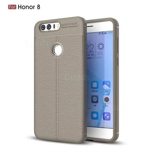 Luxury Auto Focus Litchi Texture Silicone TPU Back Cover for Huawei Honor 8 - Gray