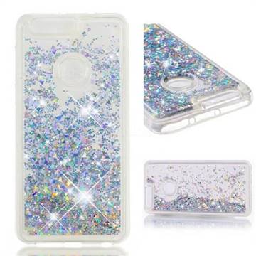 Dynamic Liquid Glitter Quicksand Sequins TPU Phone Case for Huawei Honor 8 - Silver