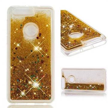 Dynamic Liquid Glitter Quicksand Sequins TPU Phone Case for Huawei Honor 8 - Golden