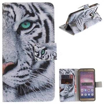 White Tiger PU Leather Wallet Case for Huawei Honor 8