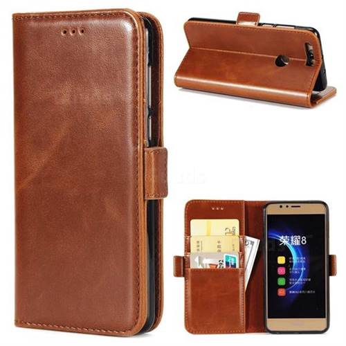 Luxury Crazy Horse PU Leather Wallet Case for Huawei Honor 8 - Brown