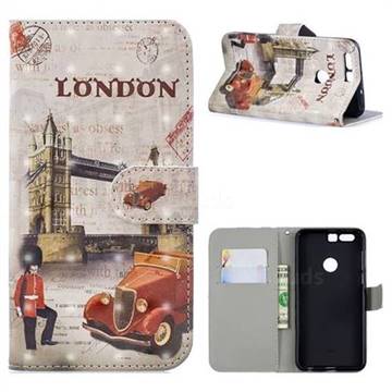 Retro London 3D Painted Leather Phone Wallet Case for Huawei Honor 8