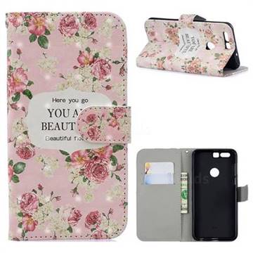 Butterfly Flower 3D Painted Leather Phone Wallet Case for Huawei Honor 8