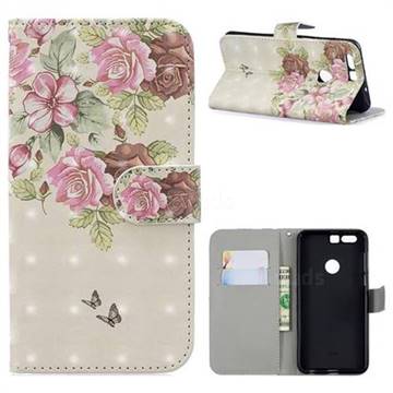 Beauty Rose 3D Painted Leather Phone Wallet Case for Huawei Honor 8