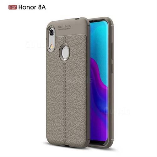 Luxury Auto Focus Litchi Texture Silicone TPU Back Cover for Huawei Honor 8A - Gray