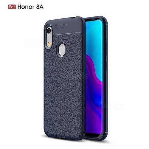 Luxury Auto Focus Litchi Texture Silicone TPU Back Cover for Huawei Honor 8A - Dark Blue