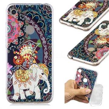 Totem Flower Elephant Super Clear Soft TPU Back Cover for Huawei Honor 8A