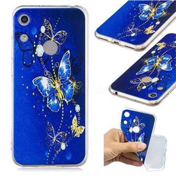 Gold and Blue Butterfly Super Clear Soft TPU Back Cover for Huawei Honor 8A
